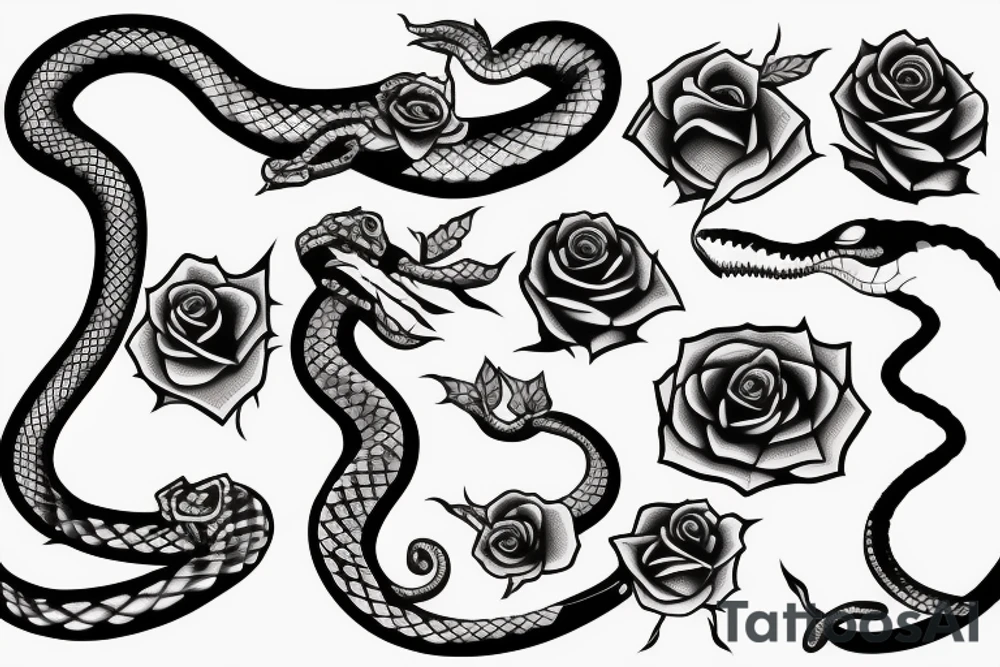 a snake with open mouth and a rose with thorns tattoo idea a snake with open mouth and a rose with thorns tattoo idea
