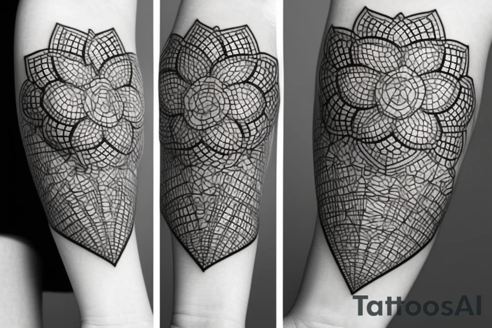 geometric three flowers minimalism, psychedelic, black and white tattoo idea geometric three flowers minimalism, psychedelic, black and white tattoo idea