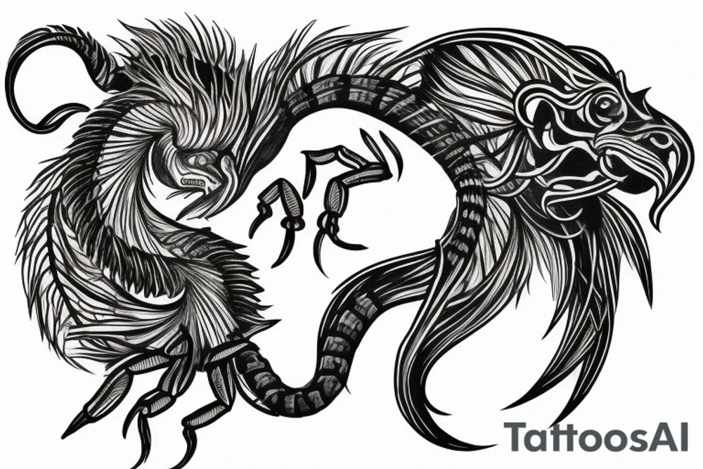 Scorpion and Lion and Fish tattoo idea