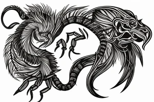 Scorpion and Lion and Fish tattoo idea