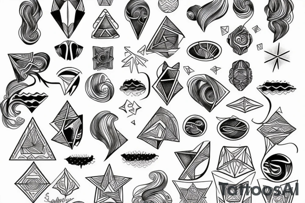 Aquarius with geometric lines tattoo idea