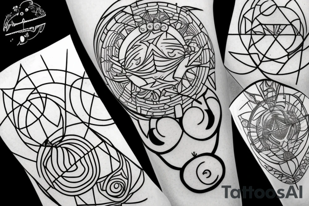 Aquarius with geometric lines tattoo idea