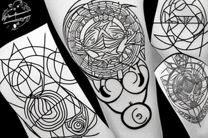 Aquarius with geometric lines tattoo idea