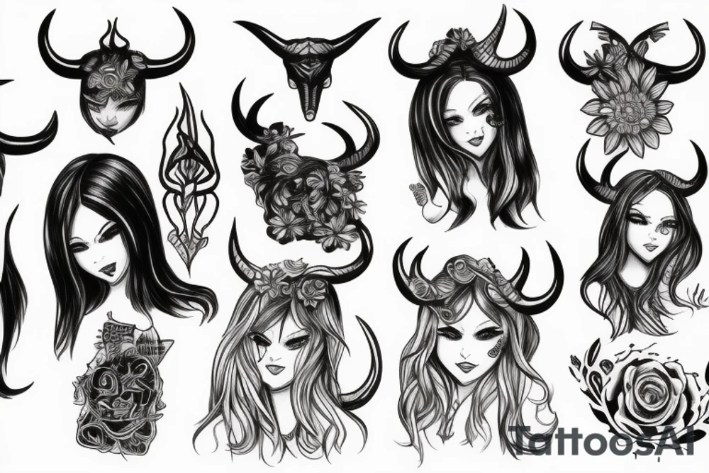 girl with horns tattoo idea