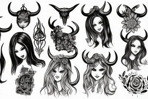 girl with horns tattoo idea