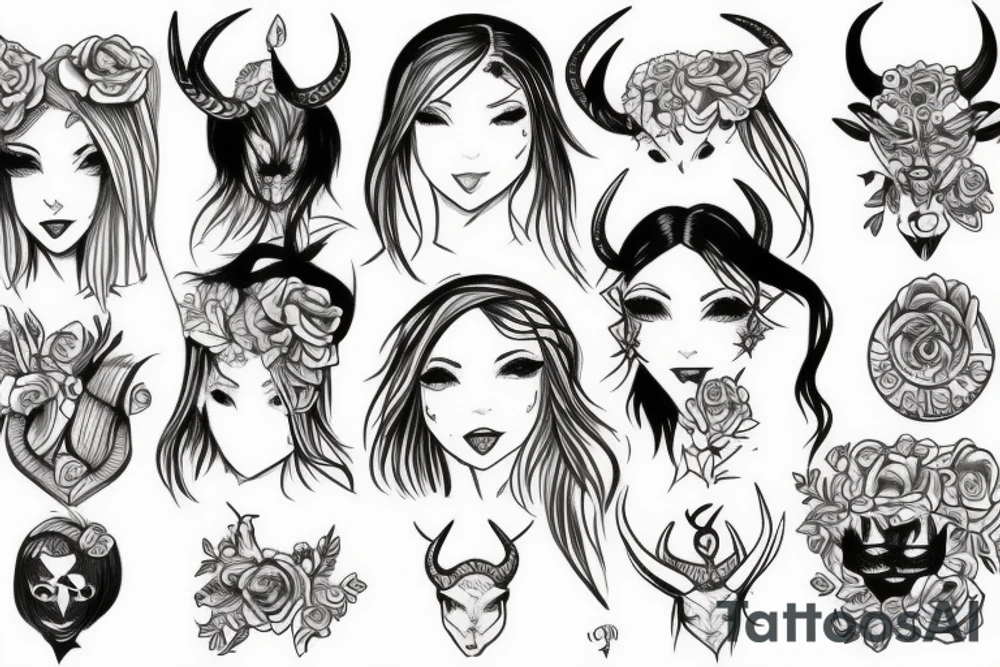 girl with horns tattoo idea