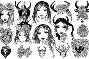 girl with horns tattoo idea