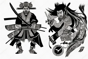 Japanese style Samurai with a Nissan Silvia S13 tattoo idea