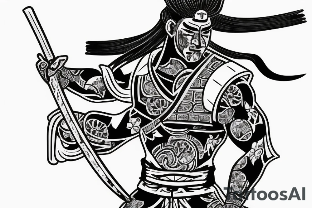 Japanese style Samurai with a Nissan Silvia S13 tattoo idea