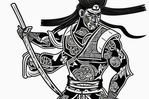 Japanese style Samurai with a Nissan Silvia S13 tattoo idea