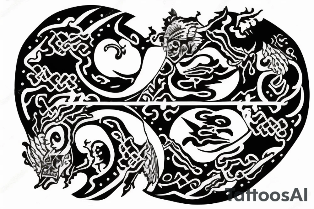 Samurai Schamanin und YingYang Zeichen tattoo idea