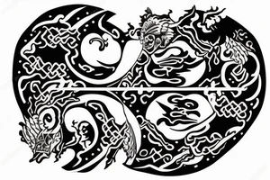 Samurai Schamanin und YingYang Zeichen tattoo idea