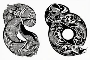 Samurai Schamanin und YingYang Zeichen tattoo idea