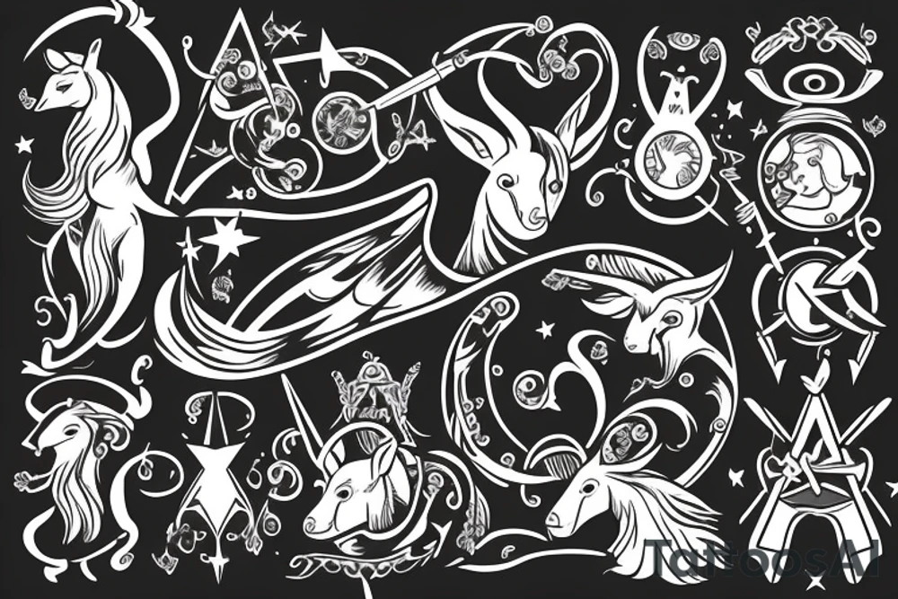 Libra Sagittarius Capricornus symbol tattoo idea