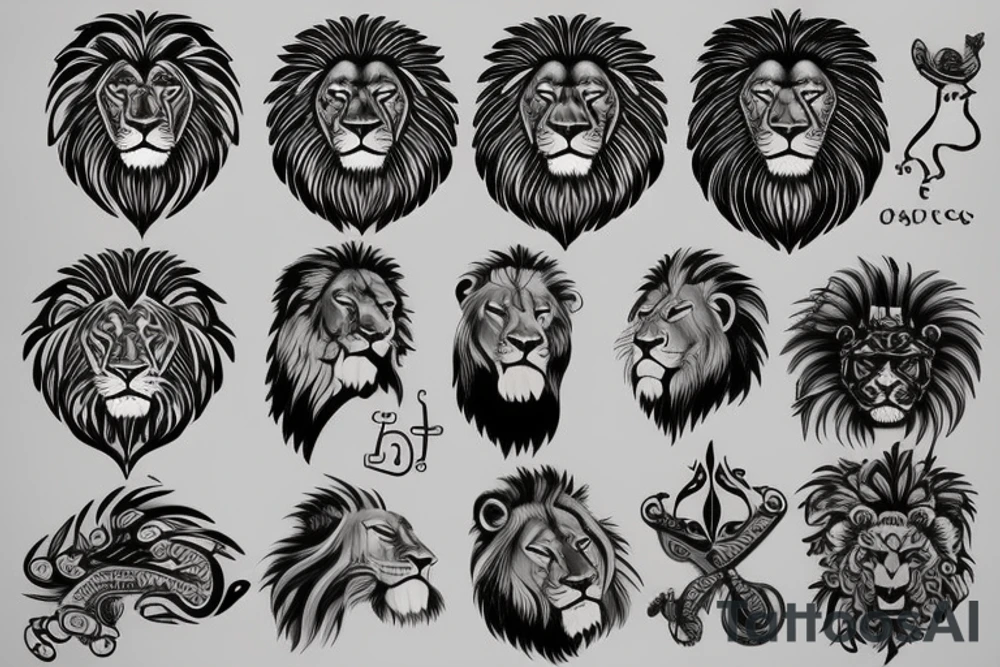 Stoic symbols and lion tattoo idea