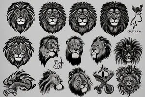 Stoic symbols and lion tattoo idea