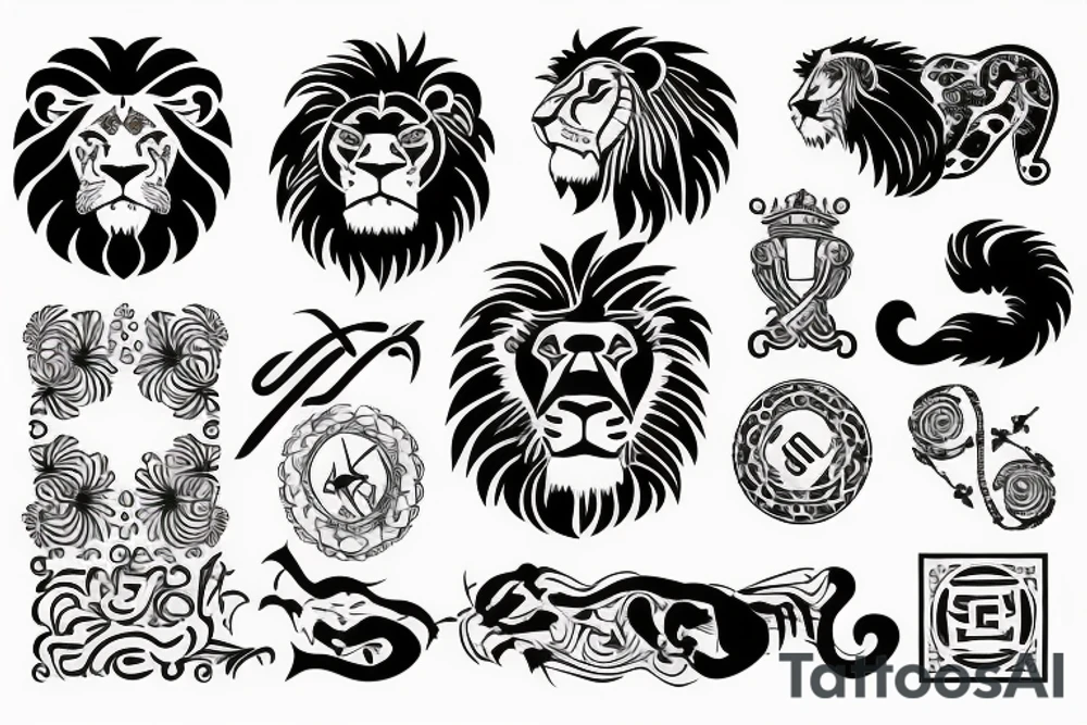 Stoic symbols and lion tattoo idea