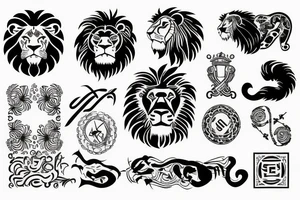 Stoic symbols and lion tattoo idea