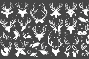 fox with antlers, victorian ornaments background tattoo idea