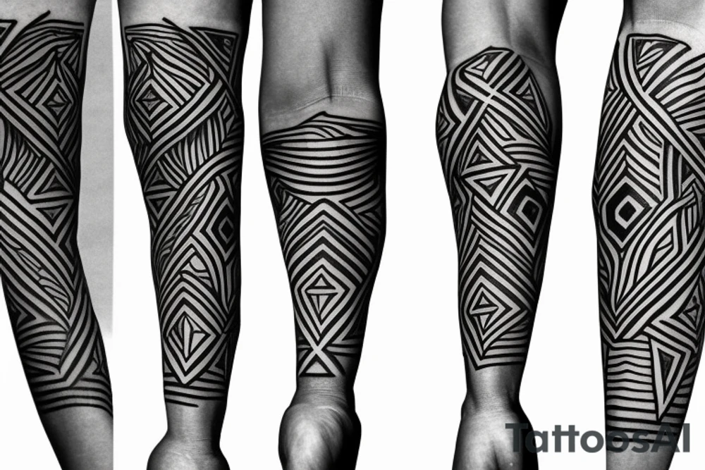 geometric African sleeve tattoo idea
