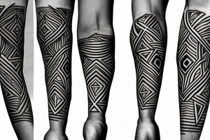 geometric African sleeve tattoo idea