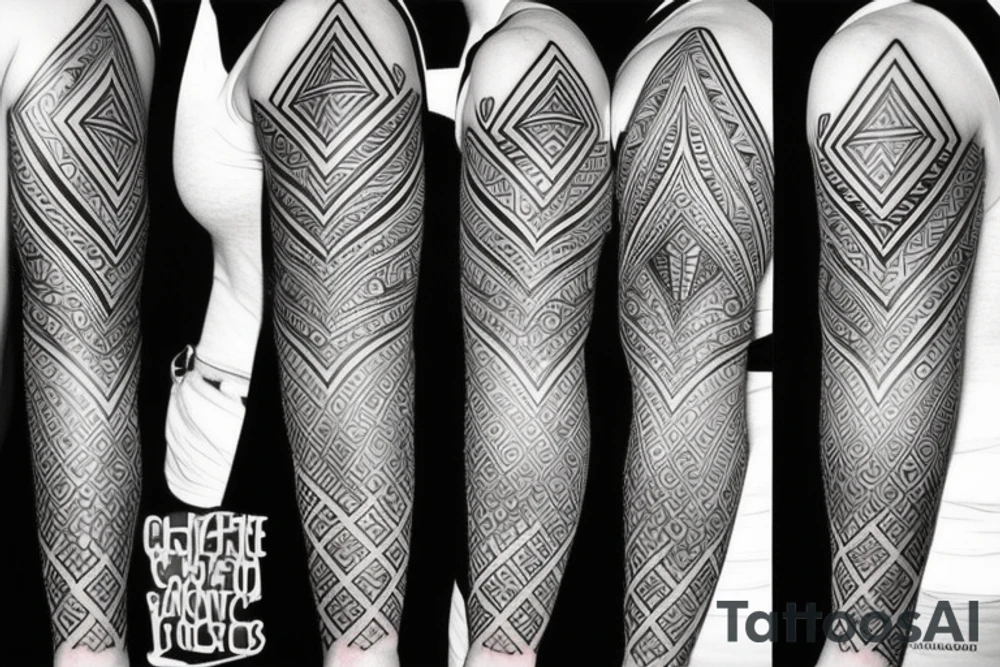 geometric sleeve tattoo idea