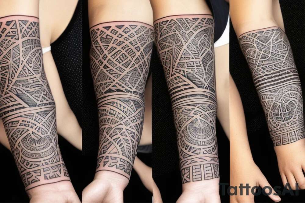 geometric sleeve tattoo idea