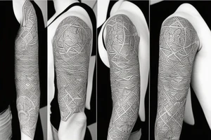 geometric floral sleeve tattoo idea
