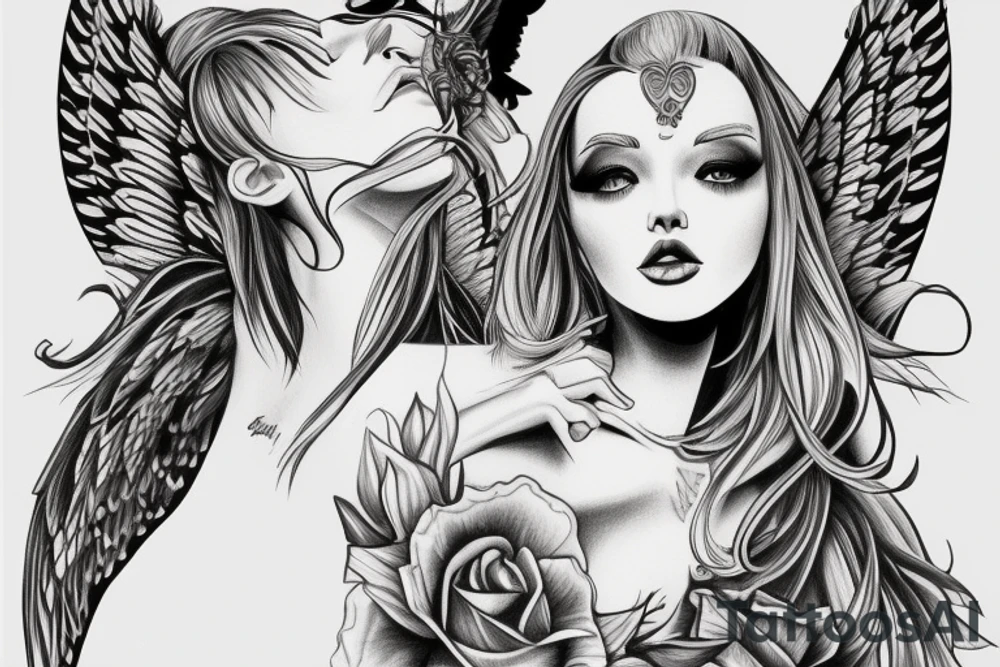 Sexy female angel tattoo idea