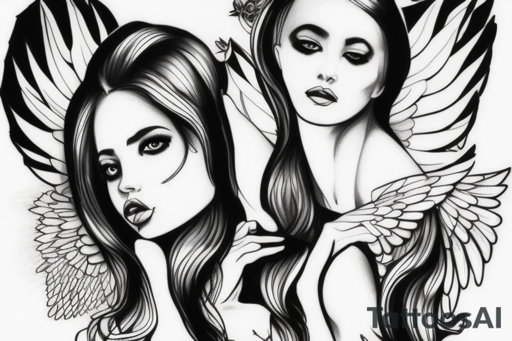 Sexy female angel tattoo idea