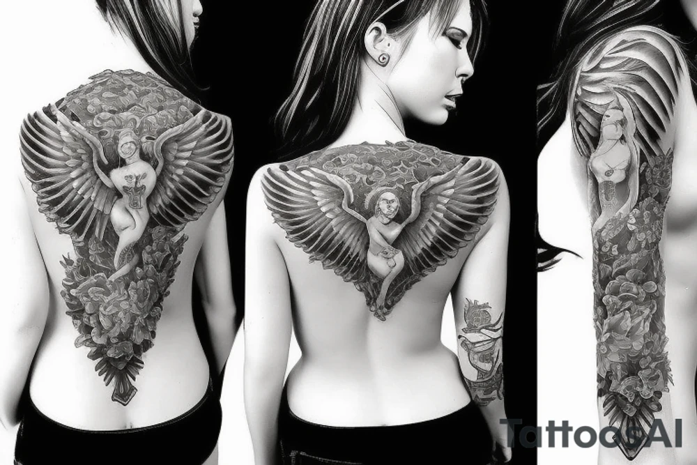 Sexy female angel tattoo idea