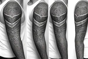 geometric floral sleeve tattoo idea