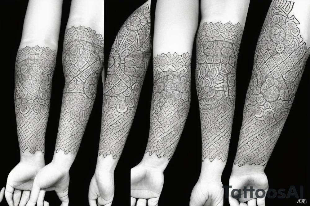 geometric floral sleeve tattoo idea