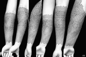 geometric floral sleeve tattoo idea