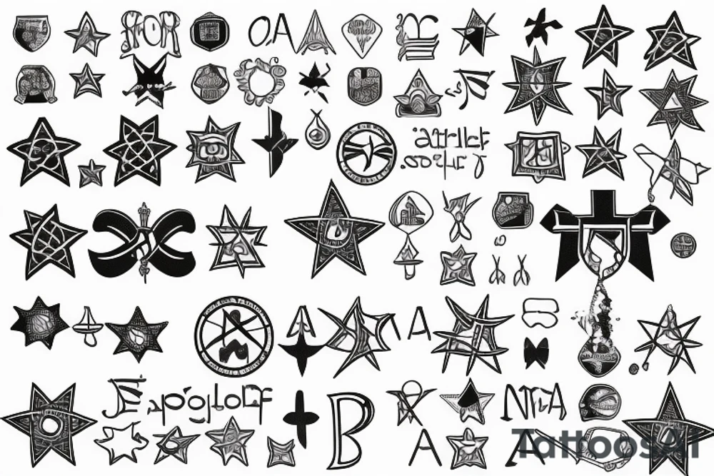 The Star of life with the words "Scoline Apnoea" integrated into it tattoo idea