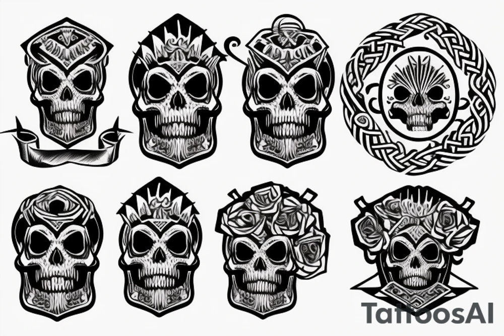 Viking,rose,skull tattoo idea