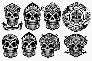 Viking,rose,skull tattoo idea
