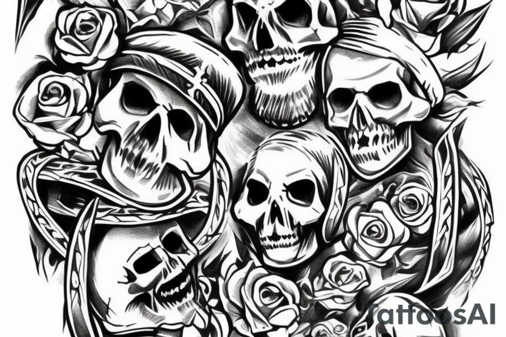 Viking,rose,skull tattoo idea