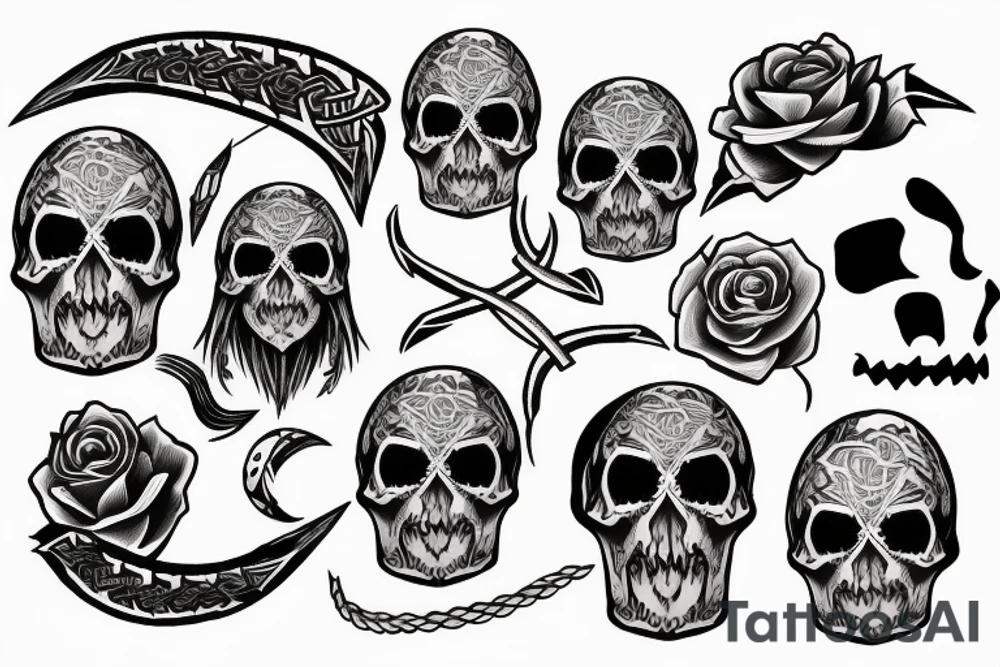 Viking,rose,skull tattoo idea