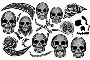 Viking,rose,skull tattoo idea