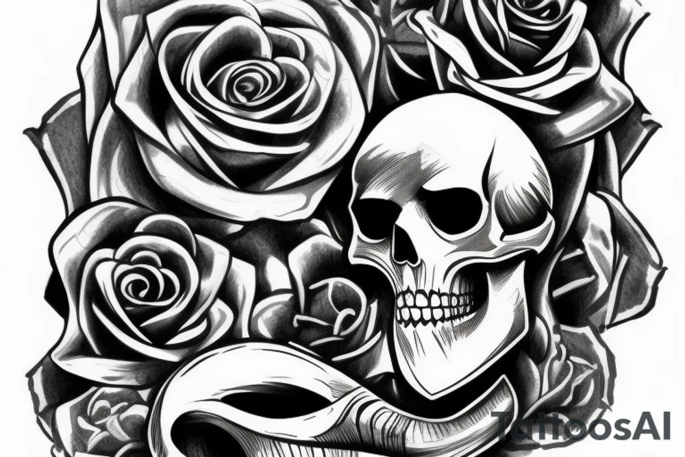 Viking,rose,skull tattoo idea