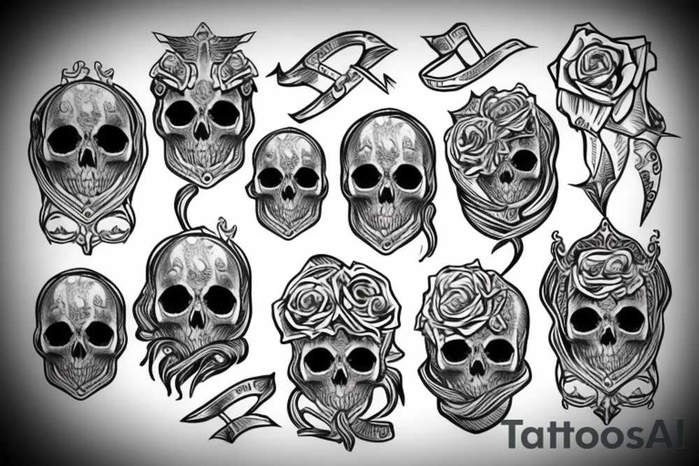 Viking,rose,skull tattoo idea