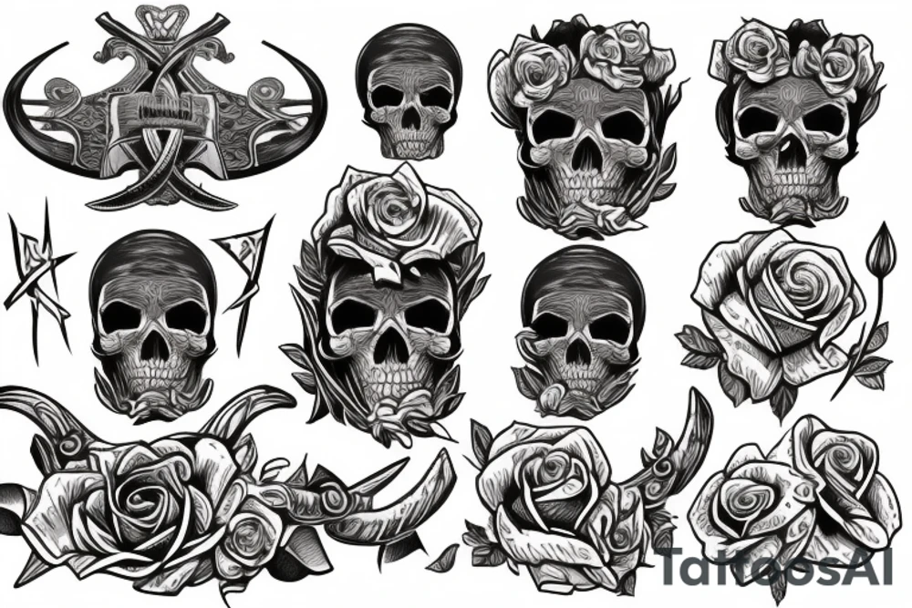 Viking,rose,skull tattoo idea