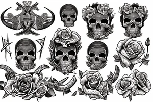 Viking,rose,skull tattoo idea