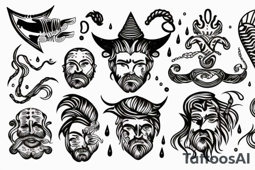 Poseidon with water tattoo idea