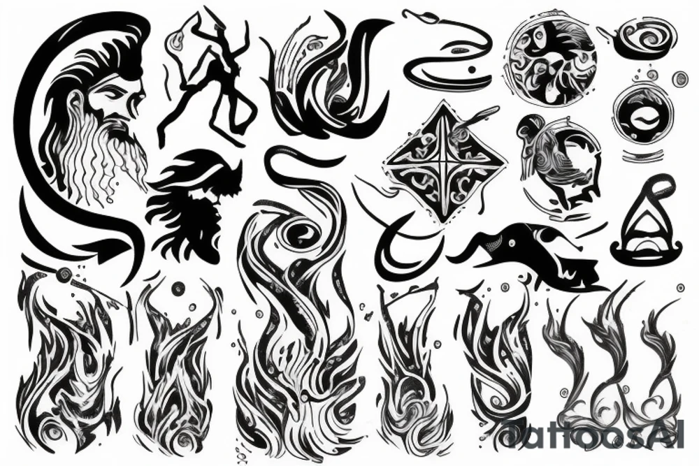 Poseidon with water tattoo idea