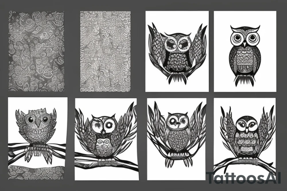 abstract owl tattoo idea