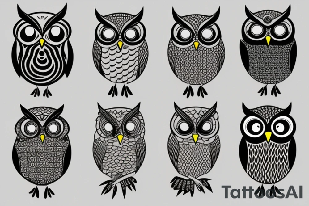 abstract owl tattoo idea