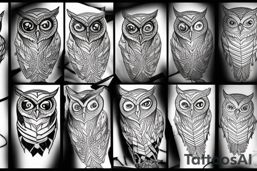 flying screech-owl tattoo idea