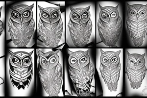 flying screech-owl tattoo idea